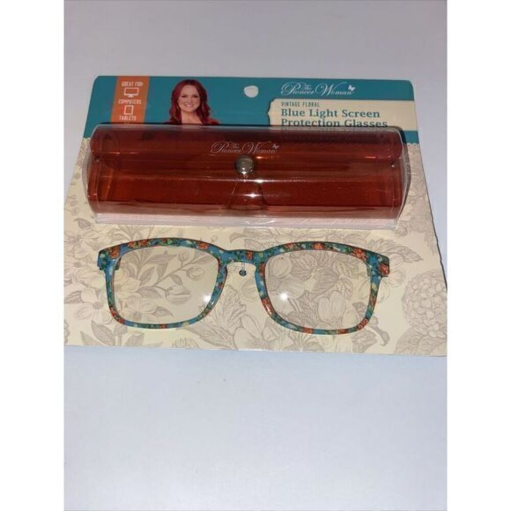 Pioneer Woman "Vintage Floral" Blue Light Screen Protection‎ Glasses with Case